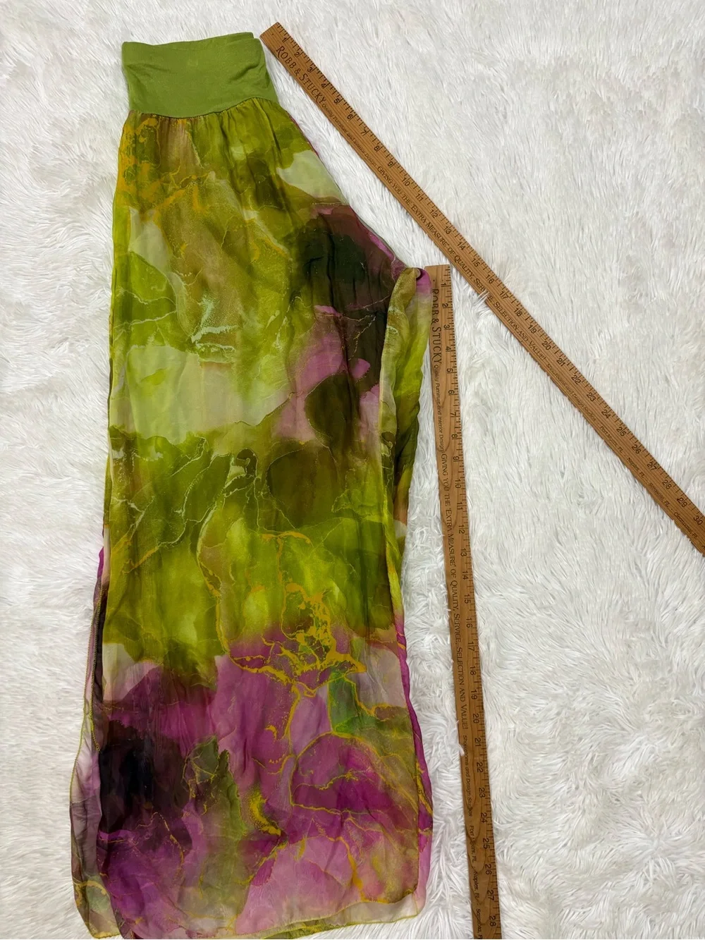 Lime & Pink Watercolor Wide-Leg Palazzo Pants